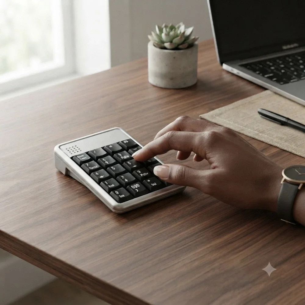 Wireless 19-Key Numeric Keypad Silver USB Receiver Portable Number Pad